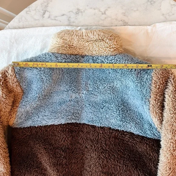 Tinycottons Colorblock Polar Sherpa Jacket - in Brown, Tan, Blue
